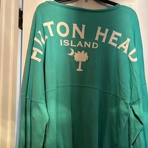 Aqua oversized V neck top